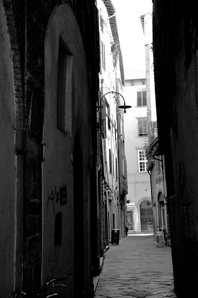 Tuscany Italy Lucca Downtown black and white by Hendrik-Jan Kornelis