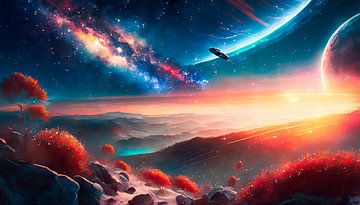 Space with new planets by Mustafa Kurnaz