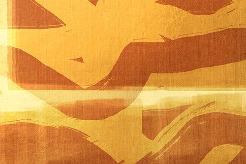 Gouden stroom. Abstract landschap in warme kleuren.
