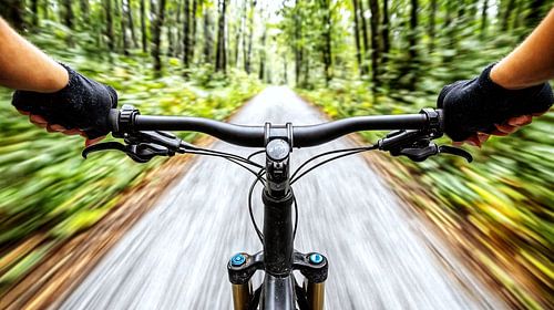 Fast-paced downhill ride through the forest