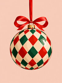 Weihnachtskugel mit rotem und grünem Diamant von Mosaic Dialogue