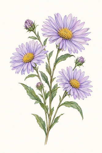 Violette Herbstastern als Botanikstudie