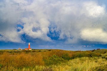 Texel lighthouse in the dunes with during a stormy autumn morning by Sjoerd van der Wal Photography