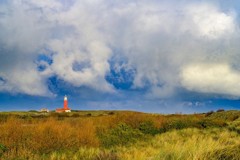 Texeler Leuchtturm in den Dünen an einem stürmischen Herbstmorgen von Sjoerd van der Wal Fotografie