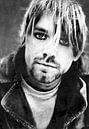 Ölgemälde-Porträt von Kurt Cobain (schwarz-weiß) von Bert Hooijer Miniaturansicht