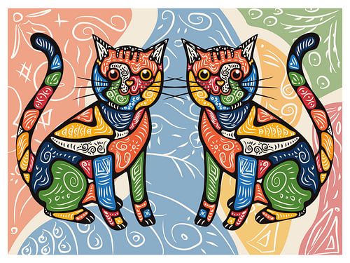 Bunte Katzen Illustration
