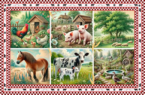 Ein bezauberndes Aquarell von Bauernhoftieren