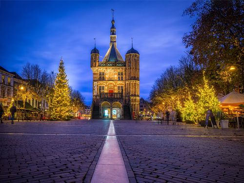 The Waag and the Brink in the evening during Christmas