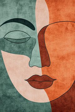 Vrouw Portret in Aards Geometrisch Contrast van Eva Lee