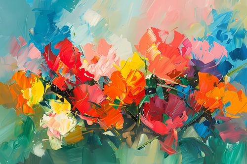 Kleurrijke abstracte bloemenpracht in expressieve stijl