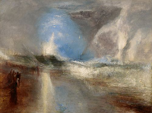 Raketten en blauwe lichten om stoomboten te waarschuwen voor ondiep water, Joseph Mallord William Turner