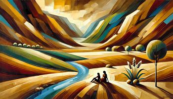 Abstract Landschap in aardetinten