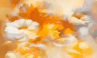 Modern flowers at sunrise in yellow orange by Mad Dog Art thumbnail