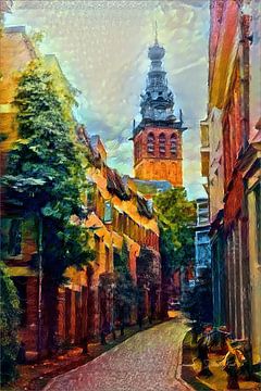 Kleurrijk Schilderij Nijmegen Sint-Stevenskerk van Slimme Kunst.nl