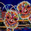 Autruches à Willemstad en soirée sur Happy Paintings / Renata Rolefes