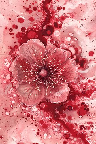 Fleur abstraite dynamique en rouge et rose