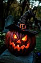 Griezelige pompoen met heksenhoed - Halloween-magie van Poster Art Shop thumbnail