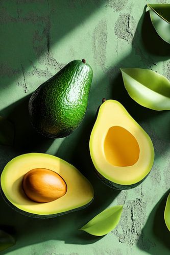 Fresh green avocados