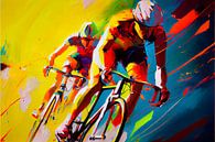 Impressionistisch schilderij met wielrenners. Deel 9 van Maarten Knops thumbnail