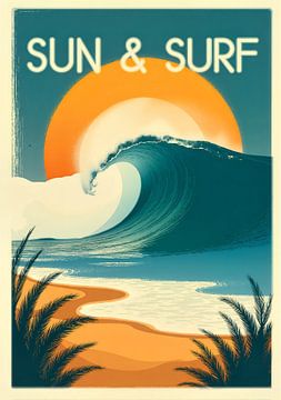 Vintage surf poster, the freedom of surfing with retro charm by CB3D - Christoph Burgstedt