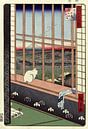 Tempelzug in Torinomachi in den Reisfeldern von Asakusa, Hiroshige von 1000 Schilderijen Miniaturansicht