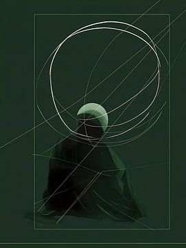 abstract groen schilderij van PixelPrestige