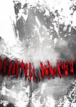 Abstracte zwart-witte en rode kunst van Ela Szczepaniak