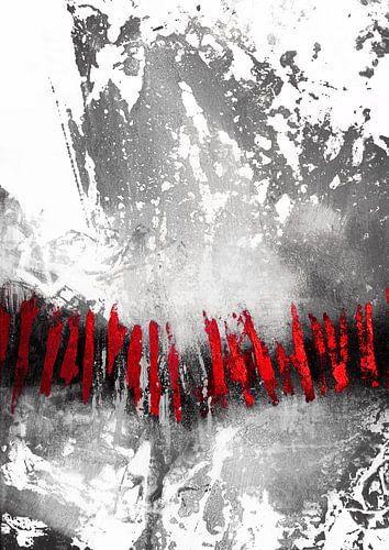 Abstracte zwart-witte en rode kunst