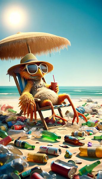 Sunbathing in the sea of rubbish by artefacti
