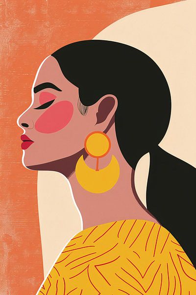 Modern female portrait with colourful earrings by Art & Soul Creations