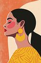 Modern female portrait with colourful earrings by Art & Soul Creations thumbnail