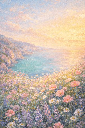 Art floral méditerranéen pastel