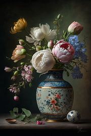 Stilleben Chinesische Vase mit Blumen von Peet de Rouw