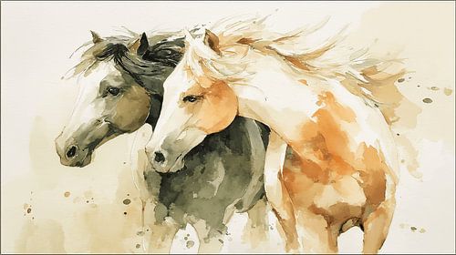 Dance of Free Horses in the Morning Mist