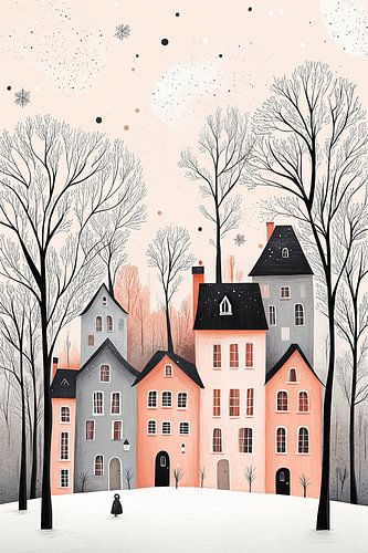 Urban Winter Landscape in Pastel no.2