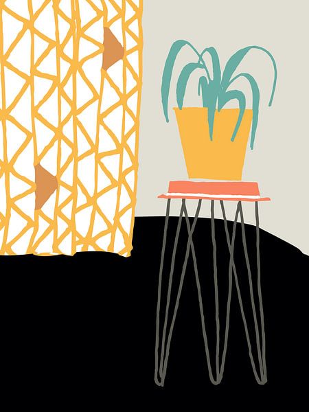 Still life with potted plant by Mad Dog Art