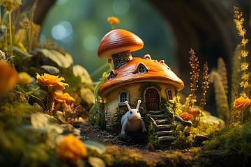 Curious snail looks out of the house by Heike Hultsch