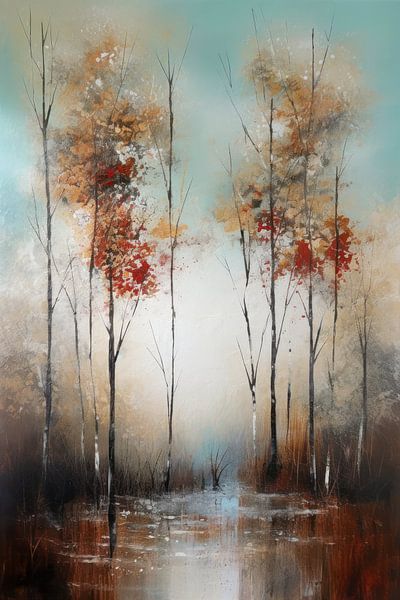 Modern Abstract Painting Autumn Forest by Preet Lambon