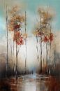 Modern Abstract Painting Autumn Forest by Preet Lambon thumbnail