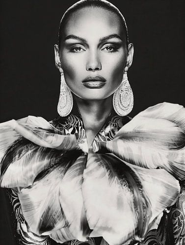 Contemporary art portret, in zwart-wit