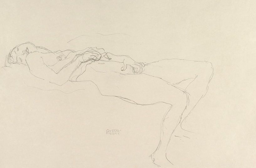 Liegender Akt, Gustav Klimt von Meesterlijcke Meesters