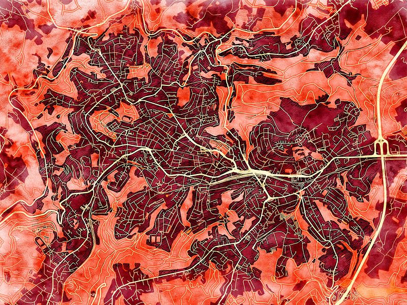 Kaart van Remscheid in de stijl 'Amber Autumn' van Maporia