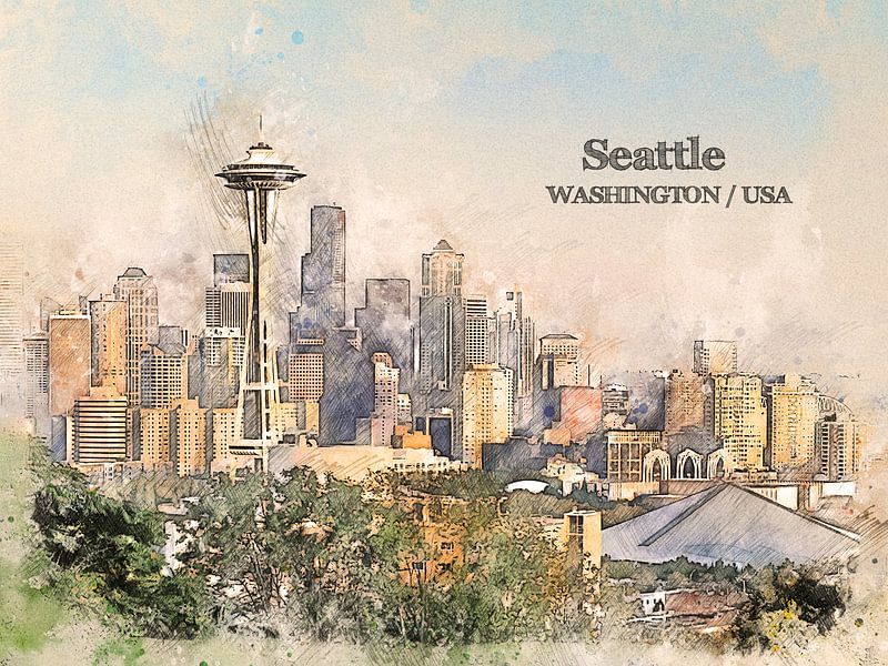 Seattle van Printed Artings