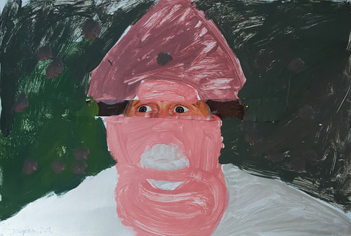 Mann in Rosa und Grün