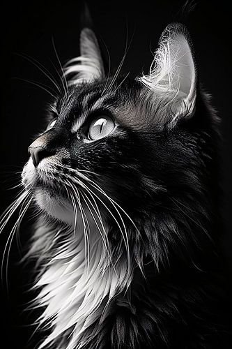 Minimalist animal portrait in black and white