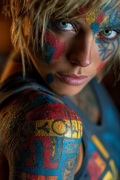 abstract art with colour portrait by Egon Zitter