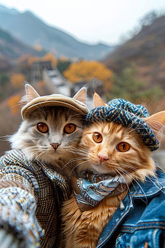 Selfie de chat sur la Grande Muraille - des chats amusants