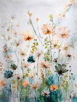 Het wordt zomer! Sereen schilderij met wilde bloemen in het gras
