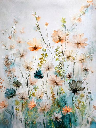 Wildblumen im Gras, Serie Botanische Aquarellkunst -5