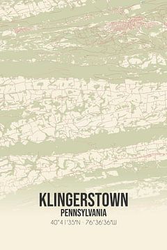 Vintage landkaart van Klingerstown (Pennsylvania), USA. van Rezona